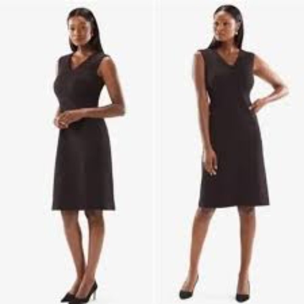 MM Lafleur The Evelyn Dress Textured Ponte V-neck Stretch Knit Dress Size 6